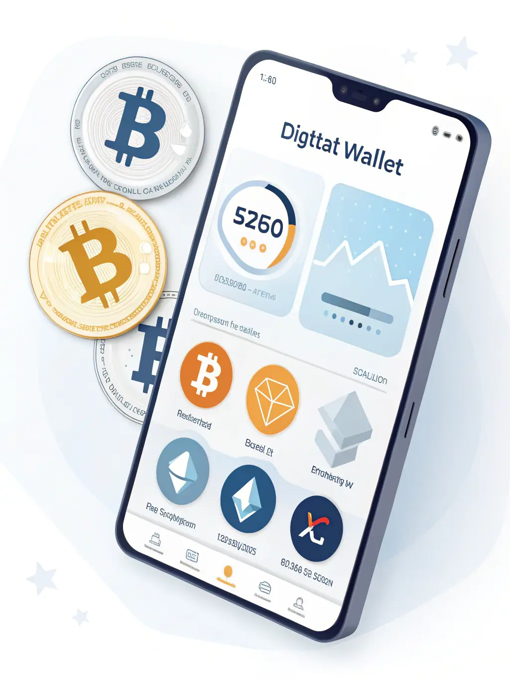 A digital rendering of a secure digital wallet with the St. Lucia flag subtly incorporated, representing secure crypto transactions.