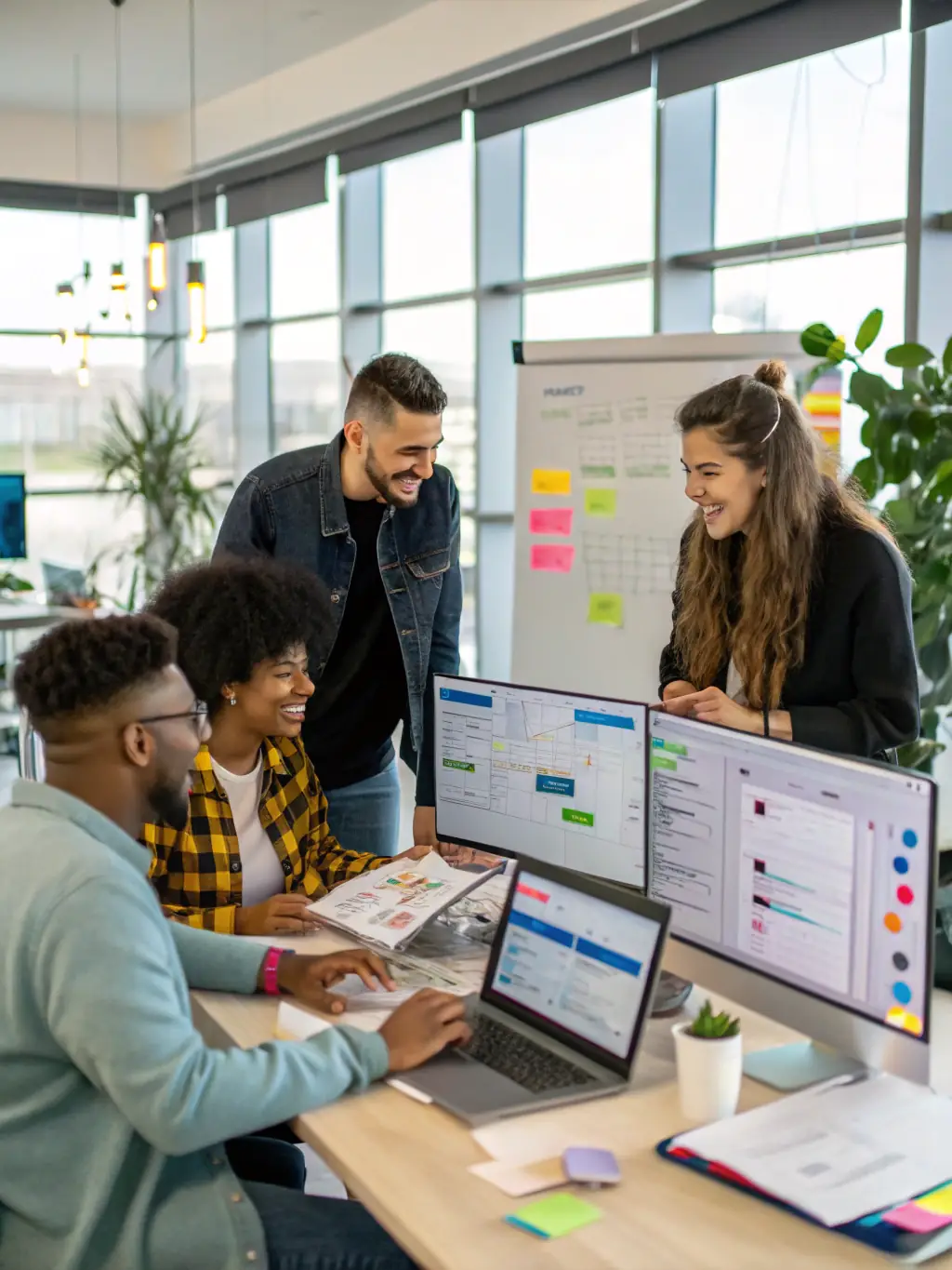 A professional team working on company formation documents in a modern office setting.